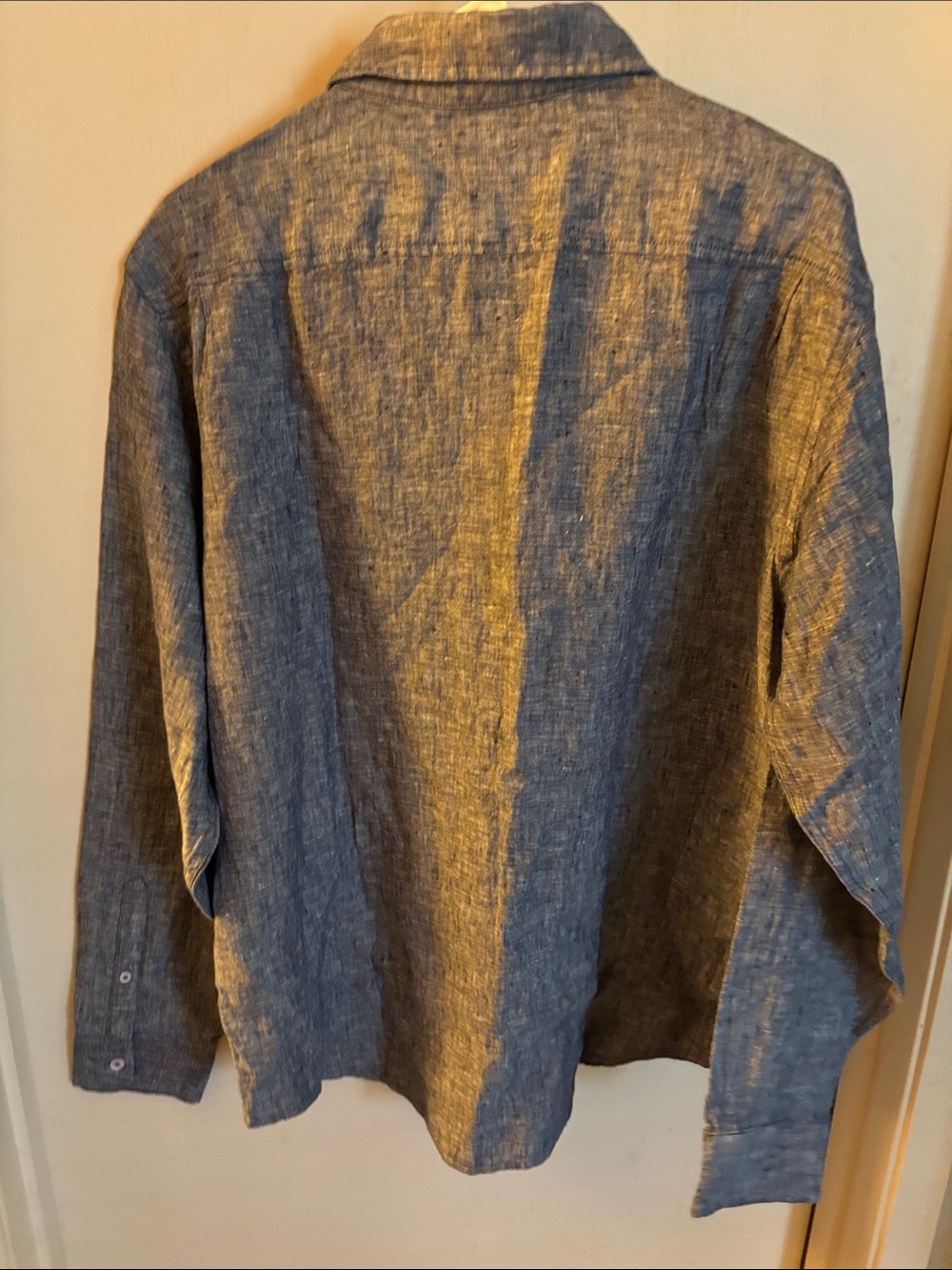 Quince Men's Blue Linen Blend Casual Button-Down Shirt - Picture 5 of 5